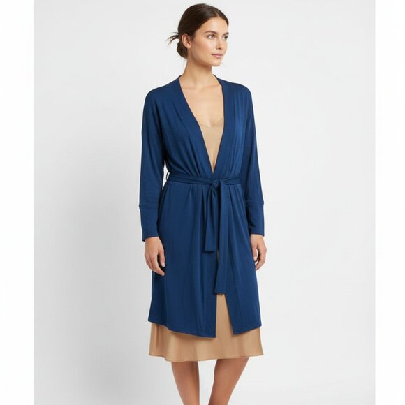 Simone Perele Blue Long Sleeve Robe NEW S - Picture 1 of 5